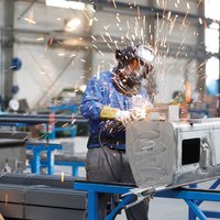 An image about one working welder.